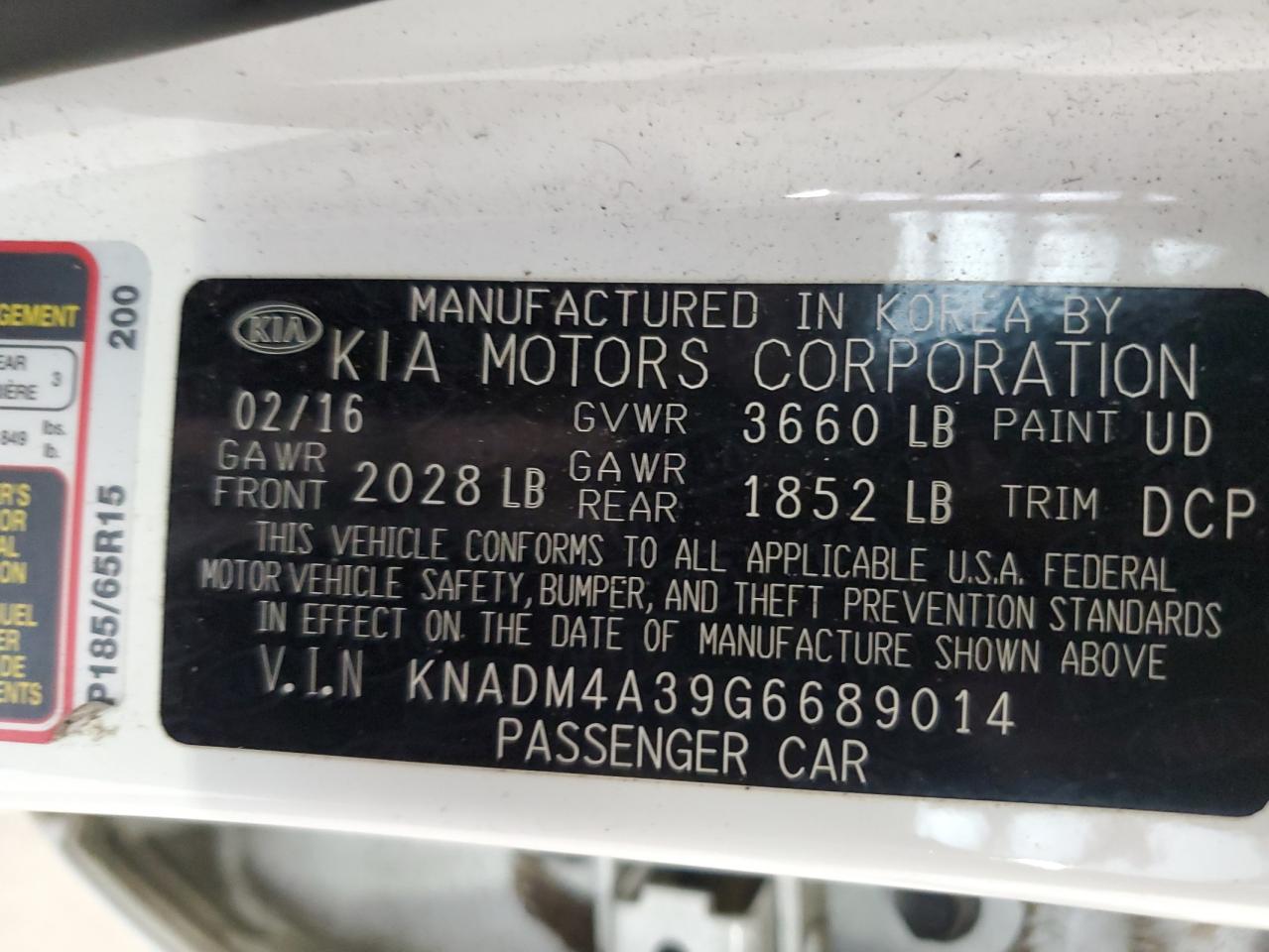 KNADM4A39G6689014 2016 Kia Rio Lx