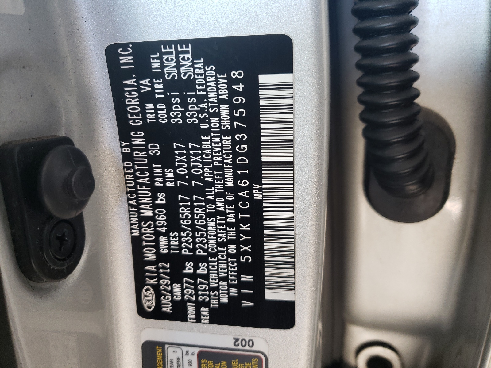 5XYKTCA61DG375948 2013 Kia Sorento Lx