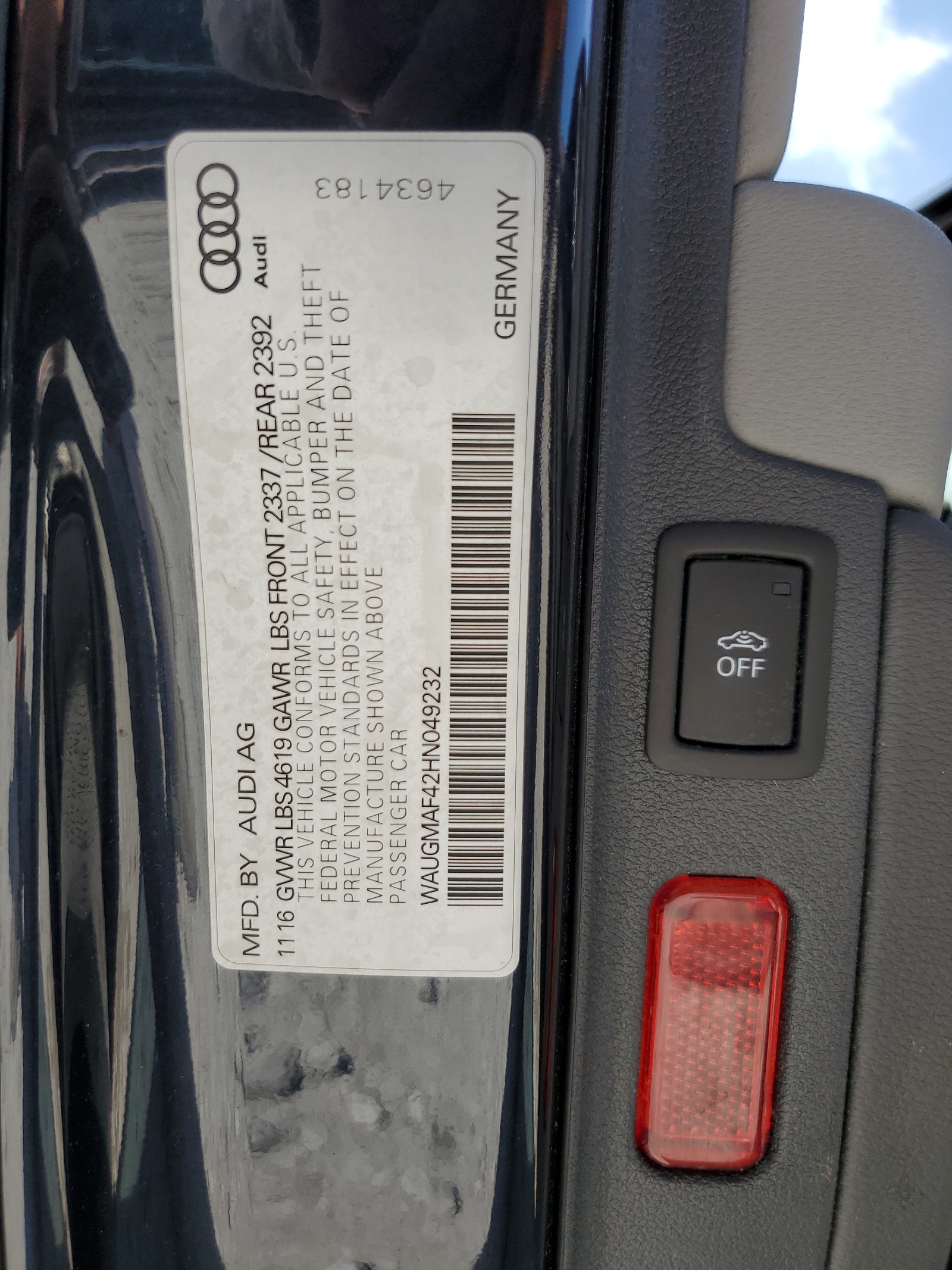 WAUGMAF42HN049232 2017 Audi A4 Ultra Premium