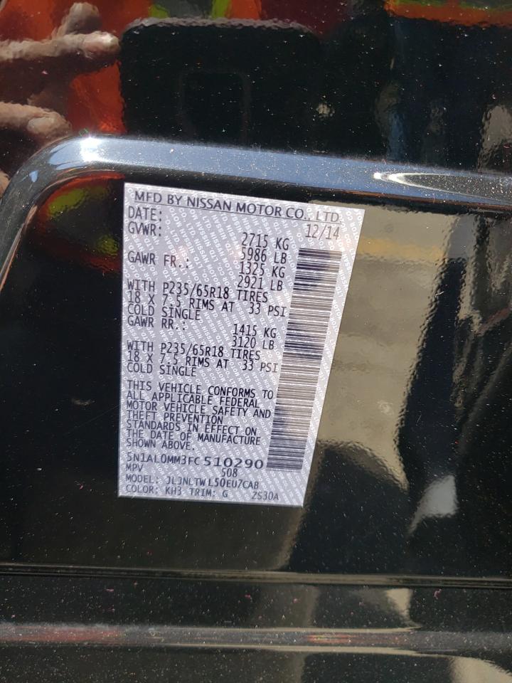 2015 Infiniti Qx60 VIN: 5N1AL0MM3FC510290 Lot: 59978424