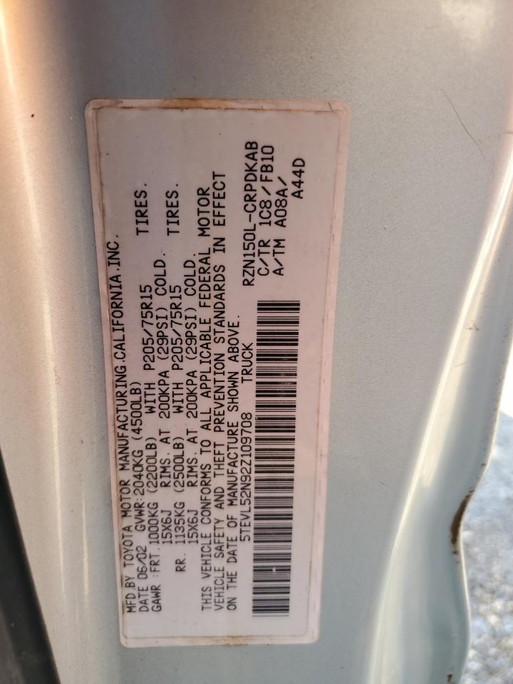 2002 Toyota Tacoma Xtracab VIN: 5TEVL52N92Z109708 Lot: 57661674