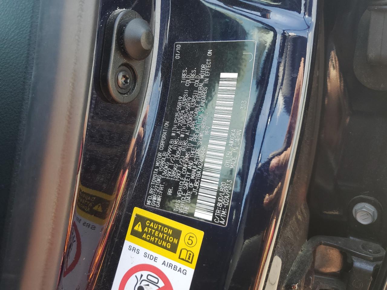 2010 Lexus Rx 450 VIN: JTJBC1BA7A2408445 Lot: 57288304