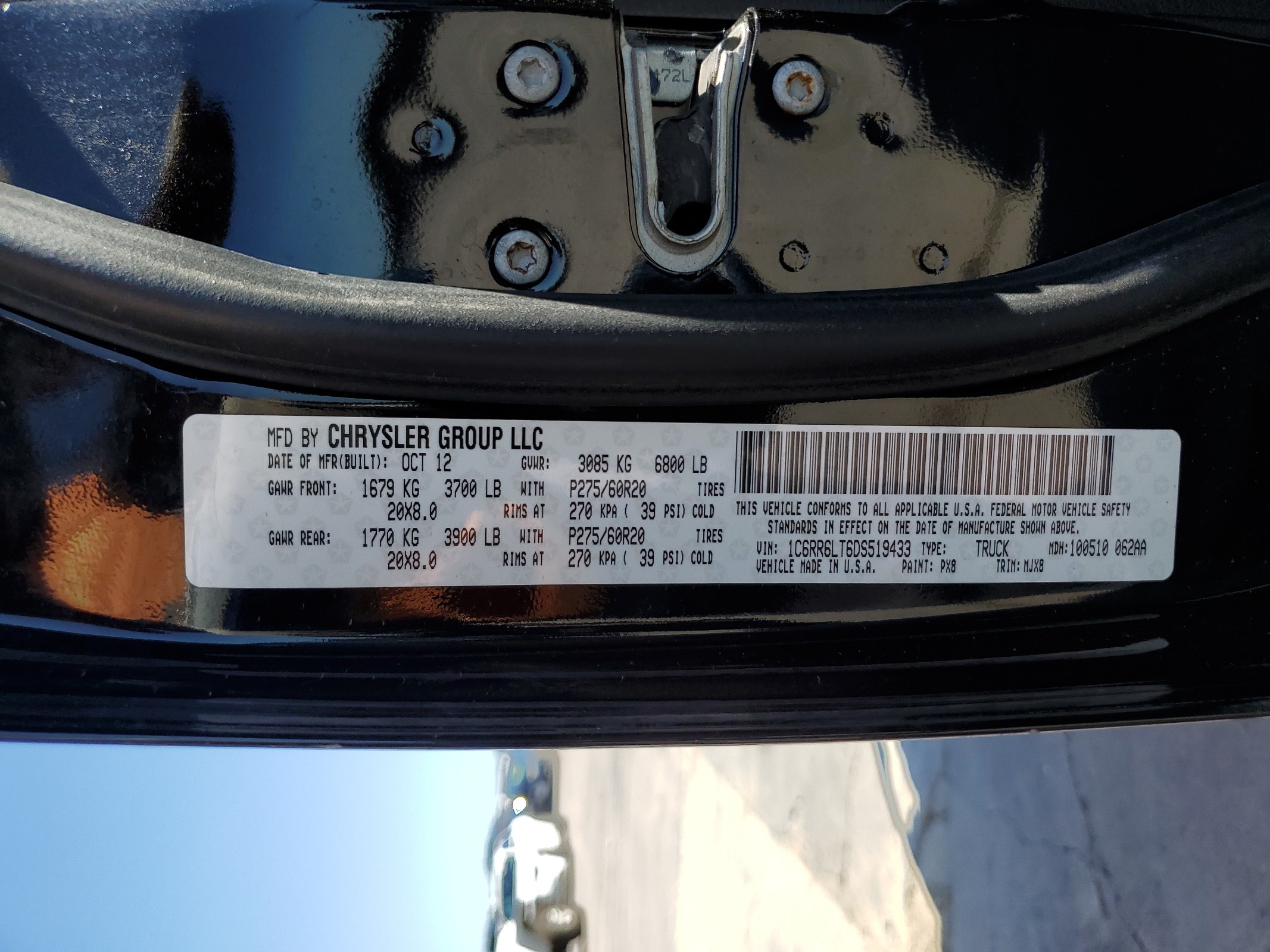 1C6RR6LT6DS519433 2013 Ram 1500 Slt