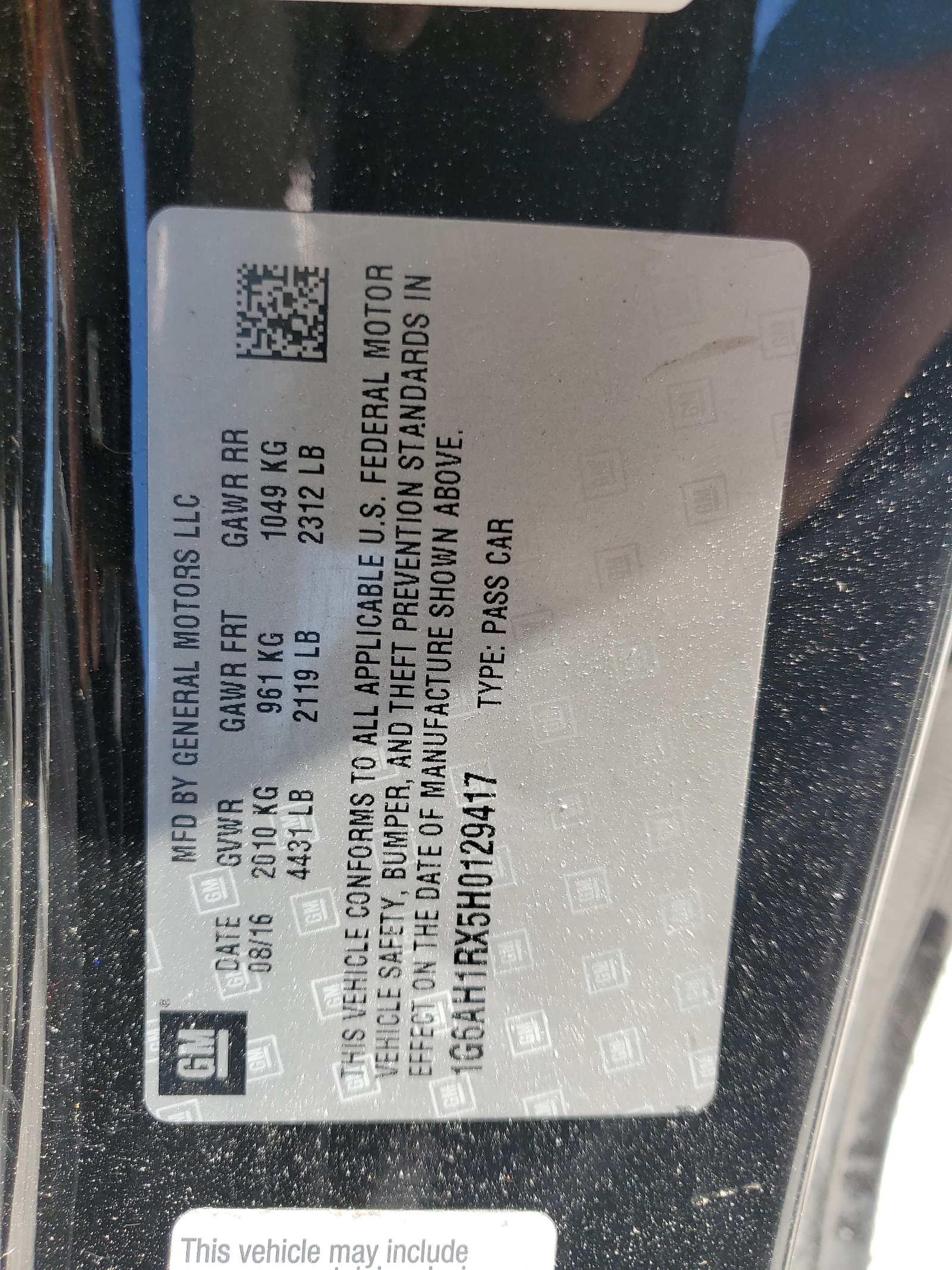 1G6AH1RX5H0129417 2017 Cadillac Ats Luxury