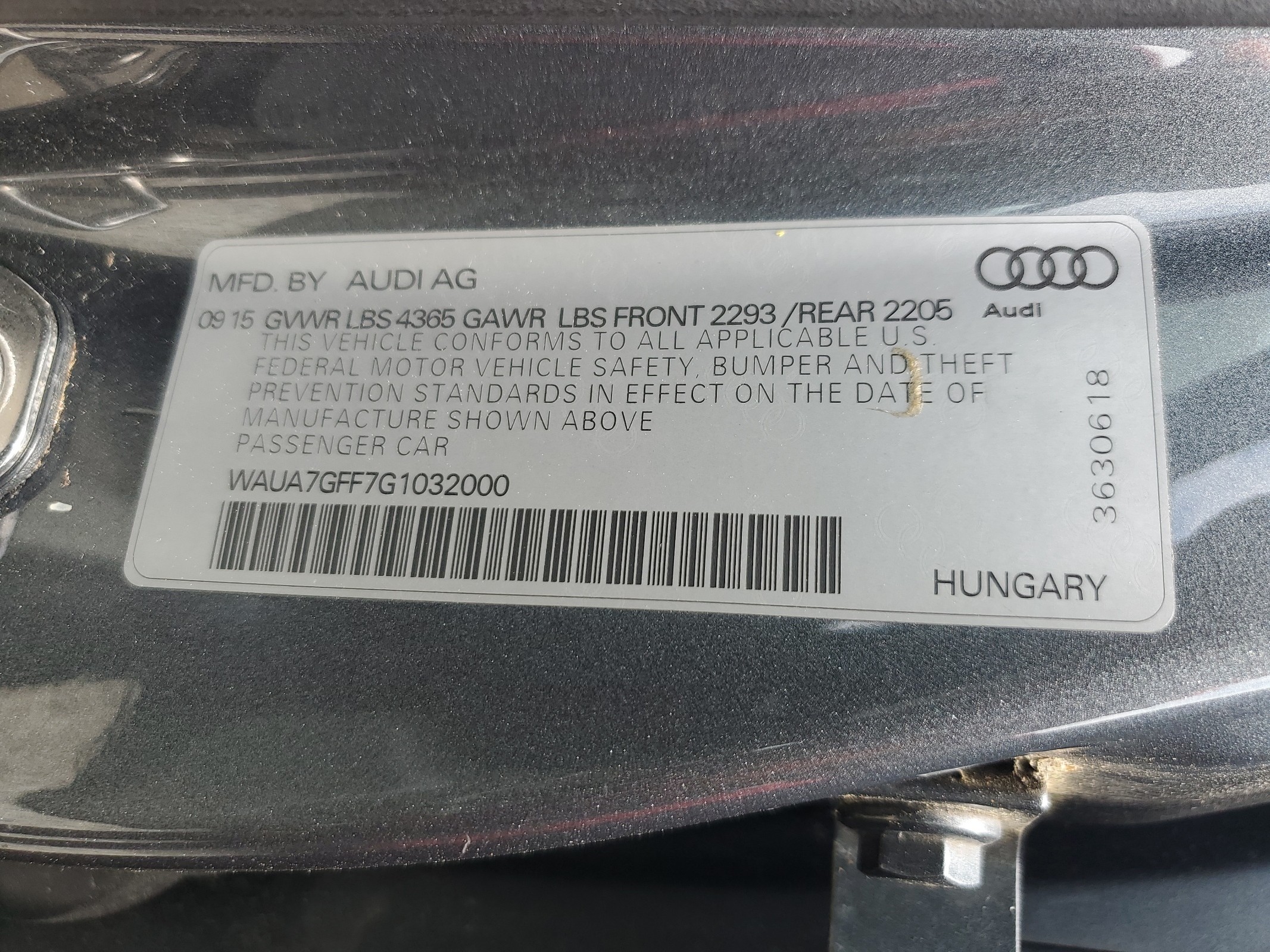 WAUA7GFF7G1032000 2016 Audi A3 Premium