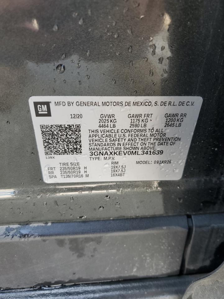 2021 Chevrolet Equinox Lt VIN: 3GNAXKEV0ML341639 Lot: 55668684