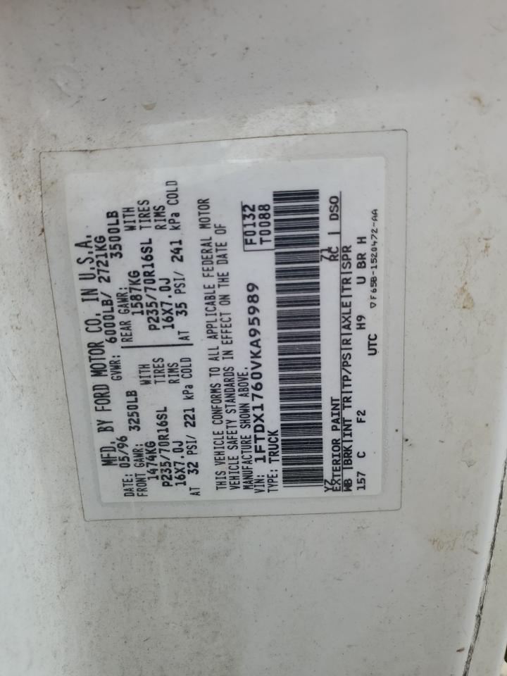 1997 Ford F150 VIN: 1FTDX1760VKA95989 Lot: 59691124