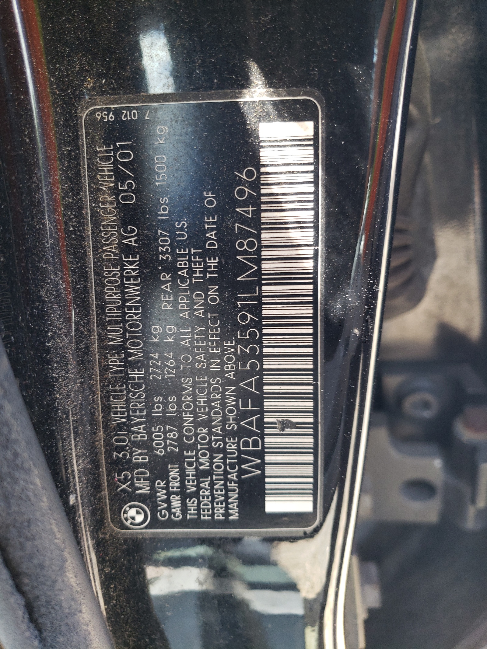 WBAFA53591LM87496 2001 BMW X5 3.0I