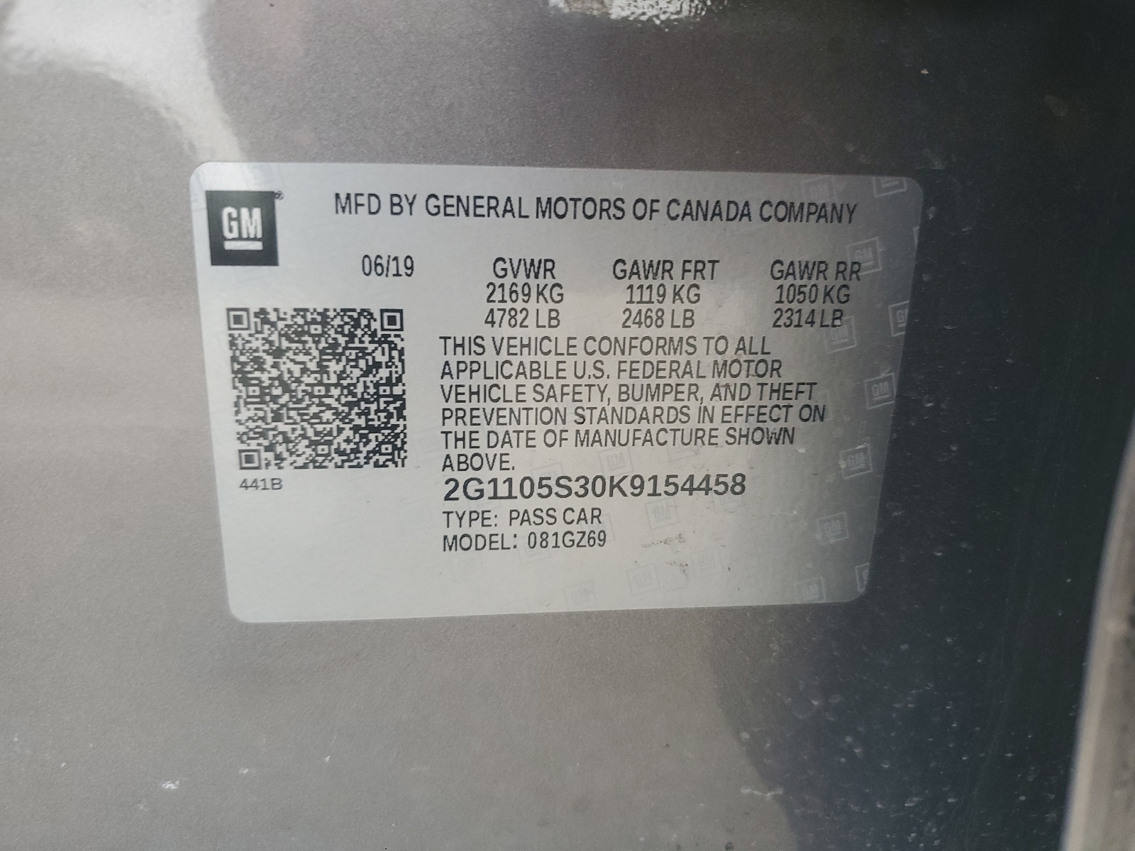 2G1105S30K9154458 2019 Chevrolet Impala Premier