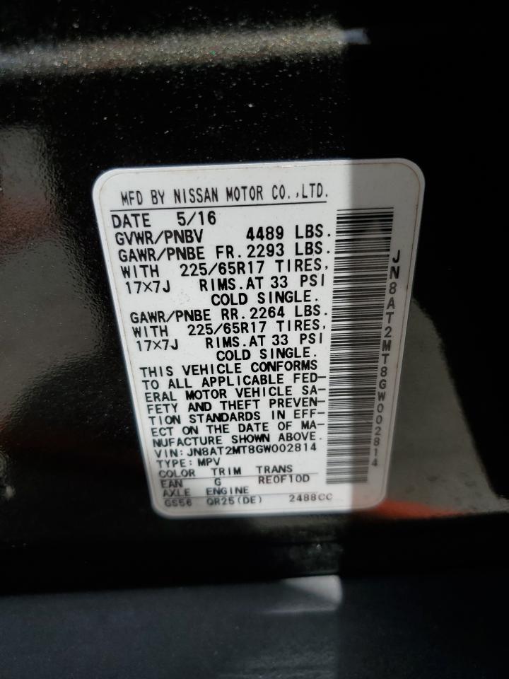 2016 Nissan Rogue S VIN: JN8AT2MT8GW002814 Lot: 59914244