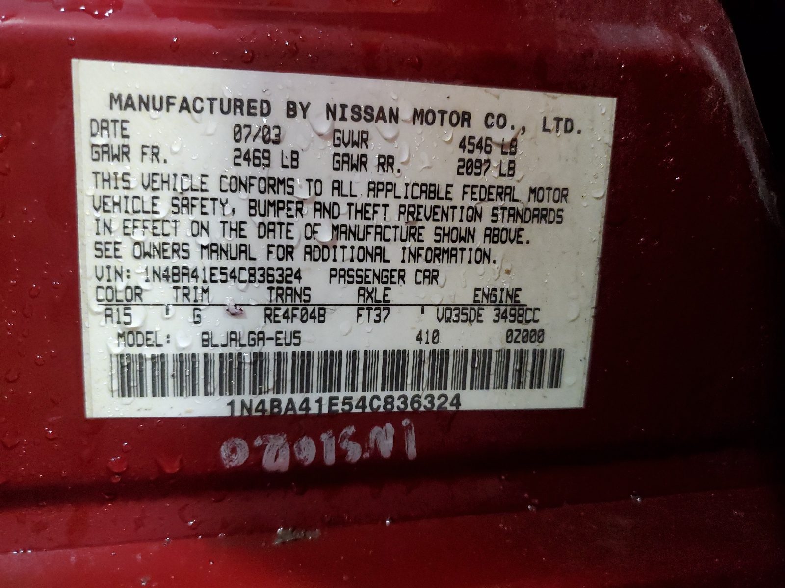 1N4BA41E54C836324 2004 Nissan Maxima Se