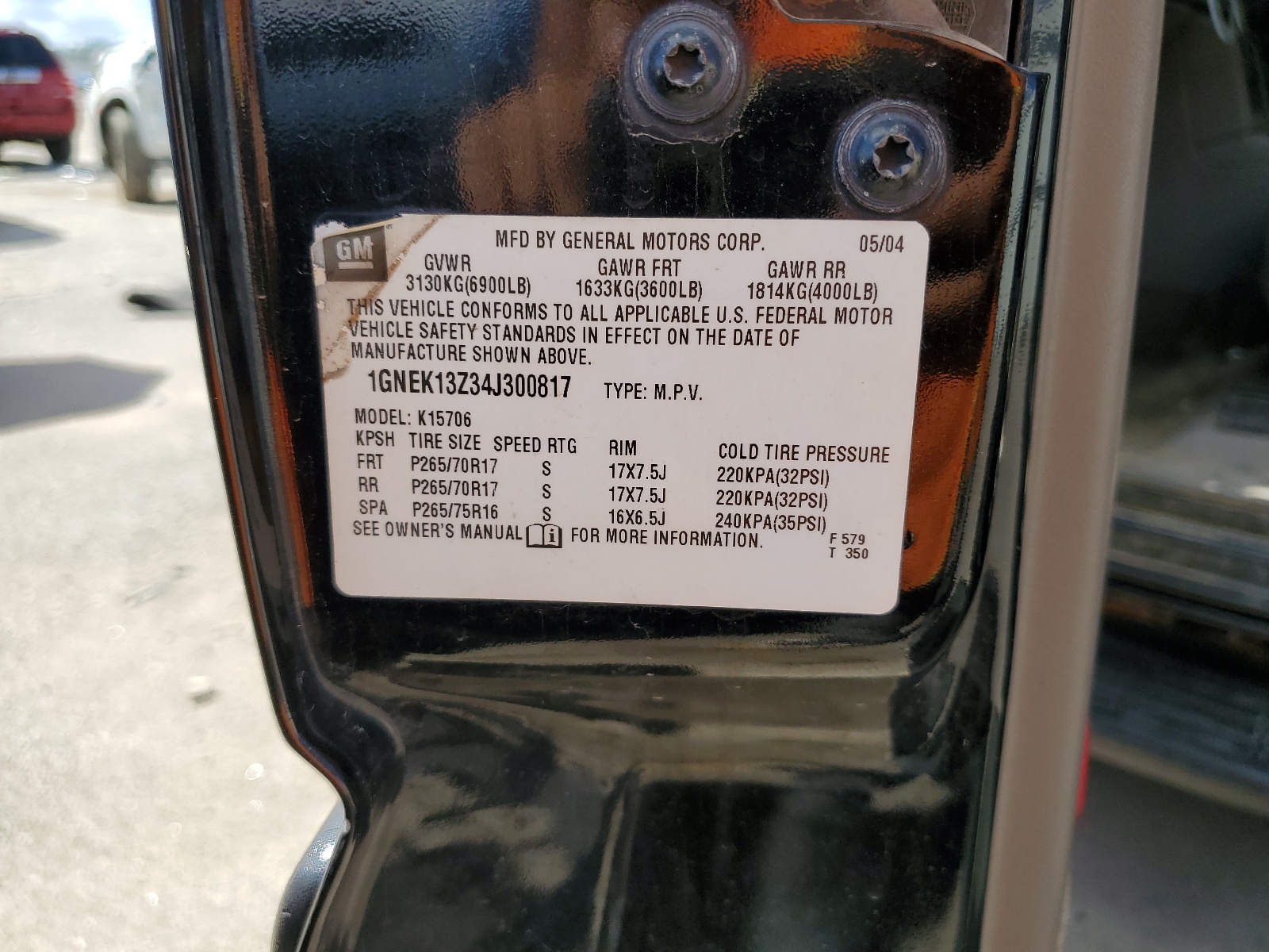 1GNEK13Z34J300817 2004 Chevrolet Tahoe K1500