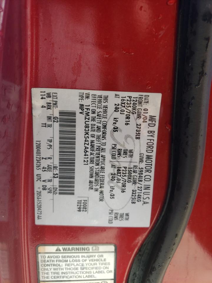 2004 Ford Explorer Xlt VIN: 1FMZU83K54ZA64121 Lot: 60619784