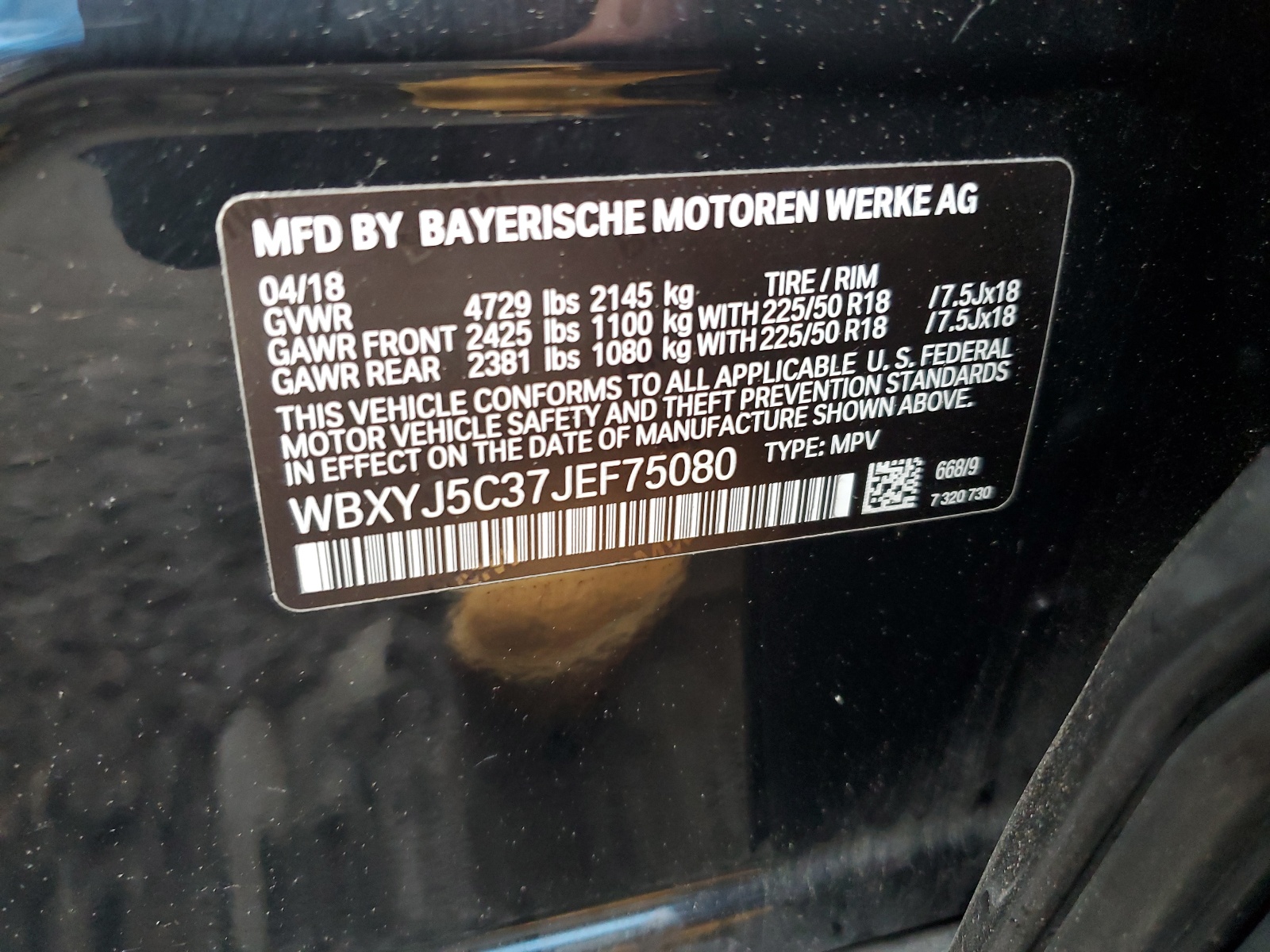 WBXYJ5C37JEF75080 2018 BMW X2 xDrive28I