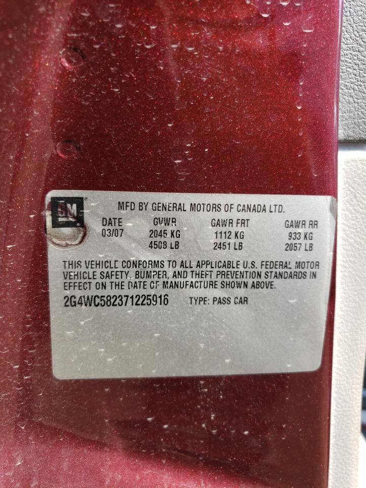2007 Buick Lacrosse Cx VIN: 2G4WC582371225916 Lot: 59307114