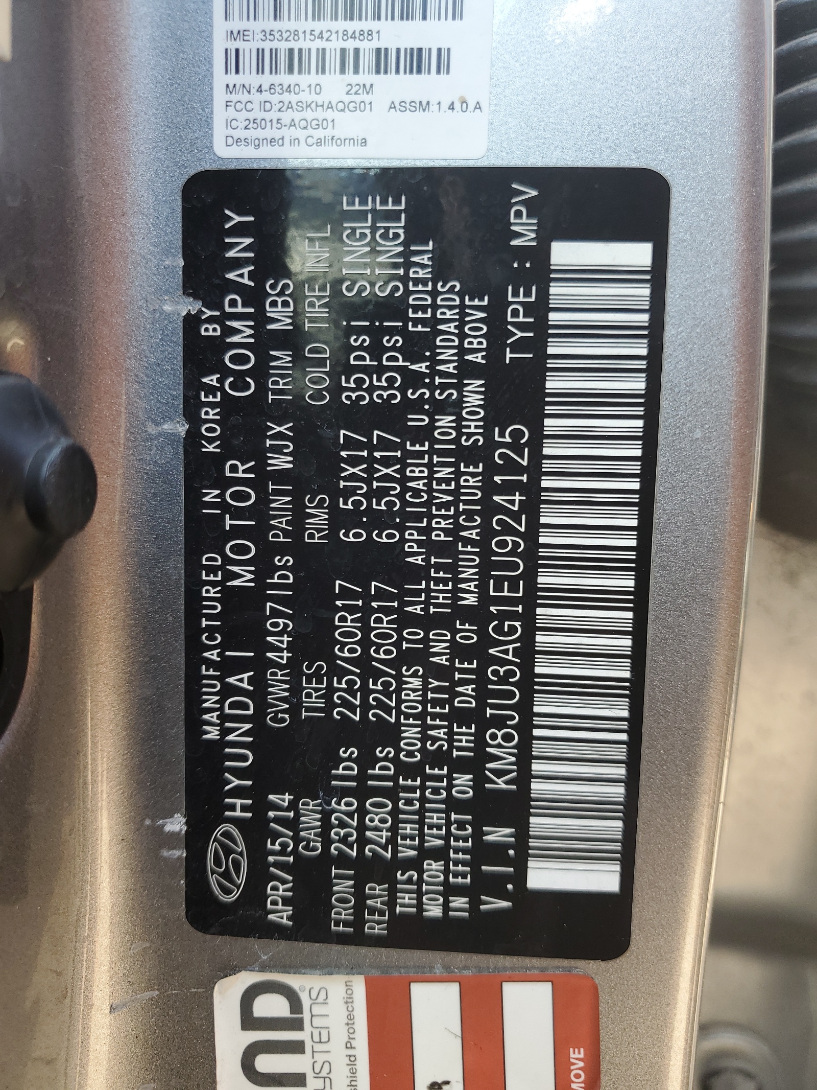 KM8JU3AG1EU924125 2014 Hyundai Tucson Gls