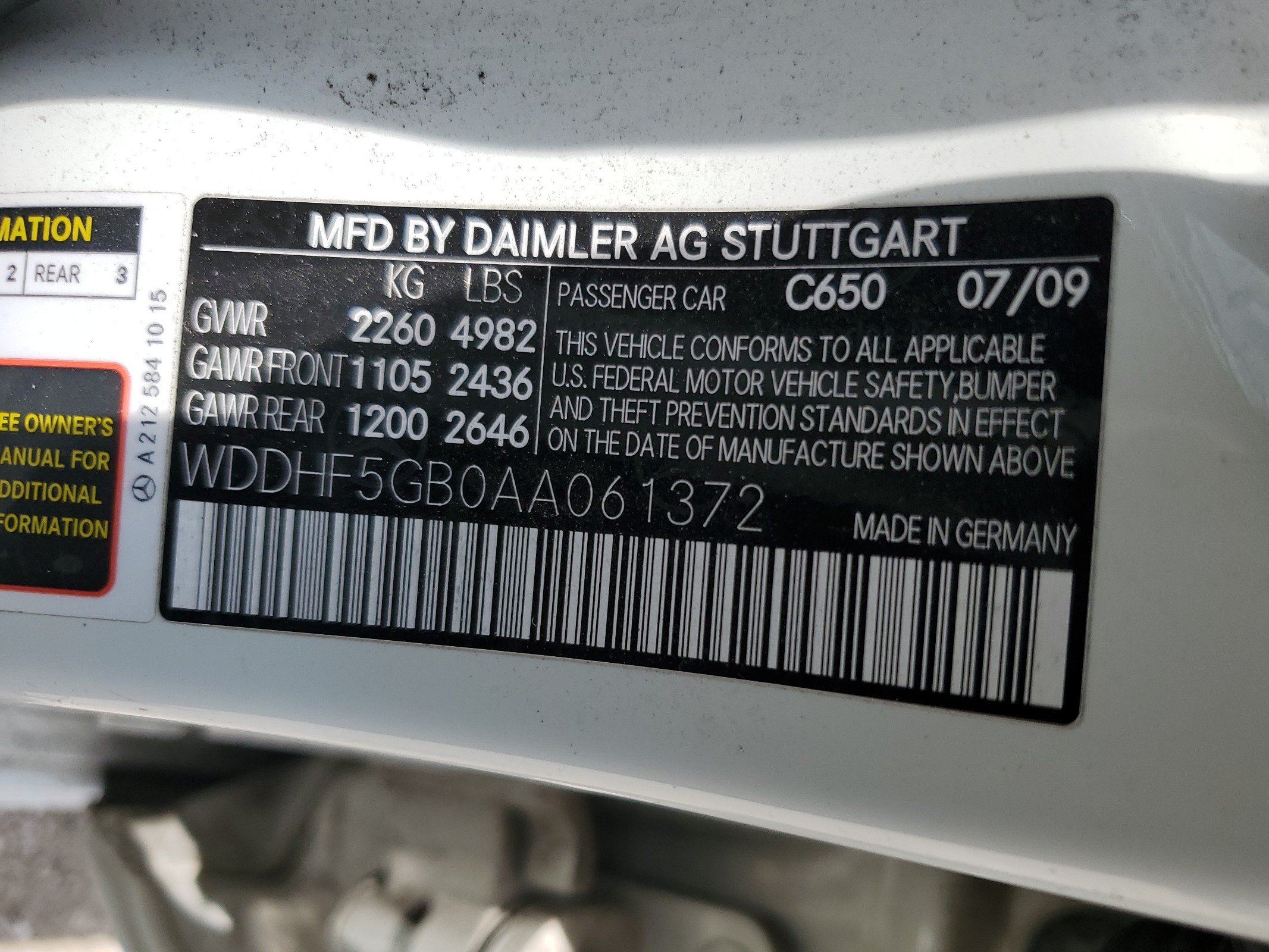 WDDHF5GB0AA061372 2010 Mercedes-Benz E 350