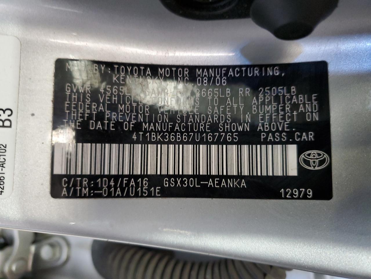 4T1BK36B67U167765 2007 Toyota Avalon Xl