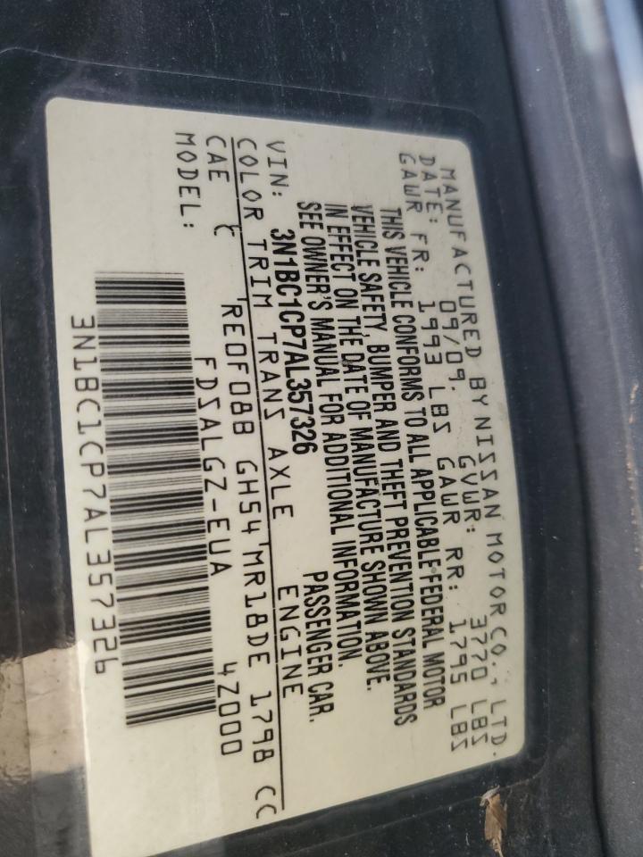 2010 Nissan Versa S VIN: 3N1BC1CP7AL357326 Lot: 61014604