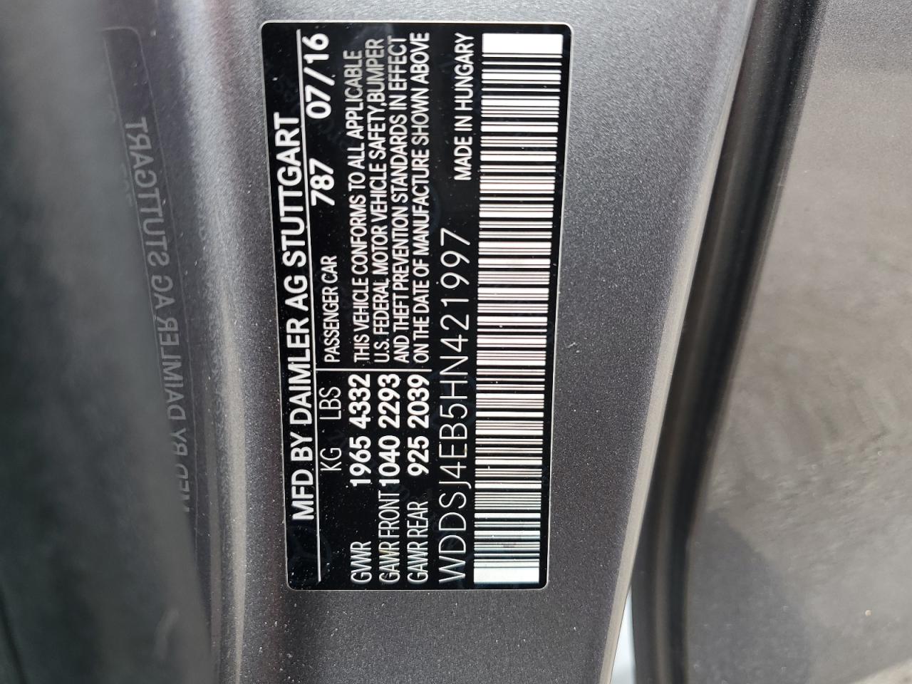 WDDSJ4EB5HN421997 2017 Mercedes-Benz Cla 250