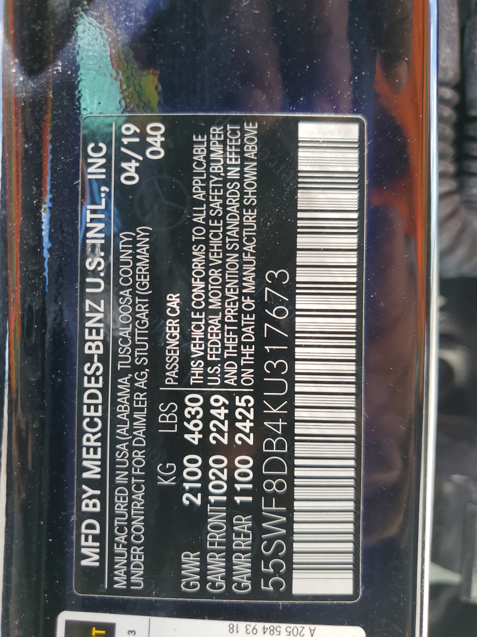 55SWF8DB4KU317673 2019 Mercedes-Benz C 300