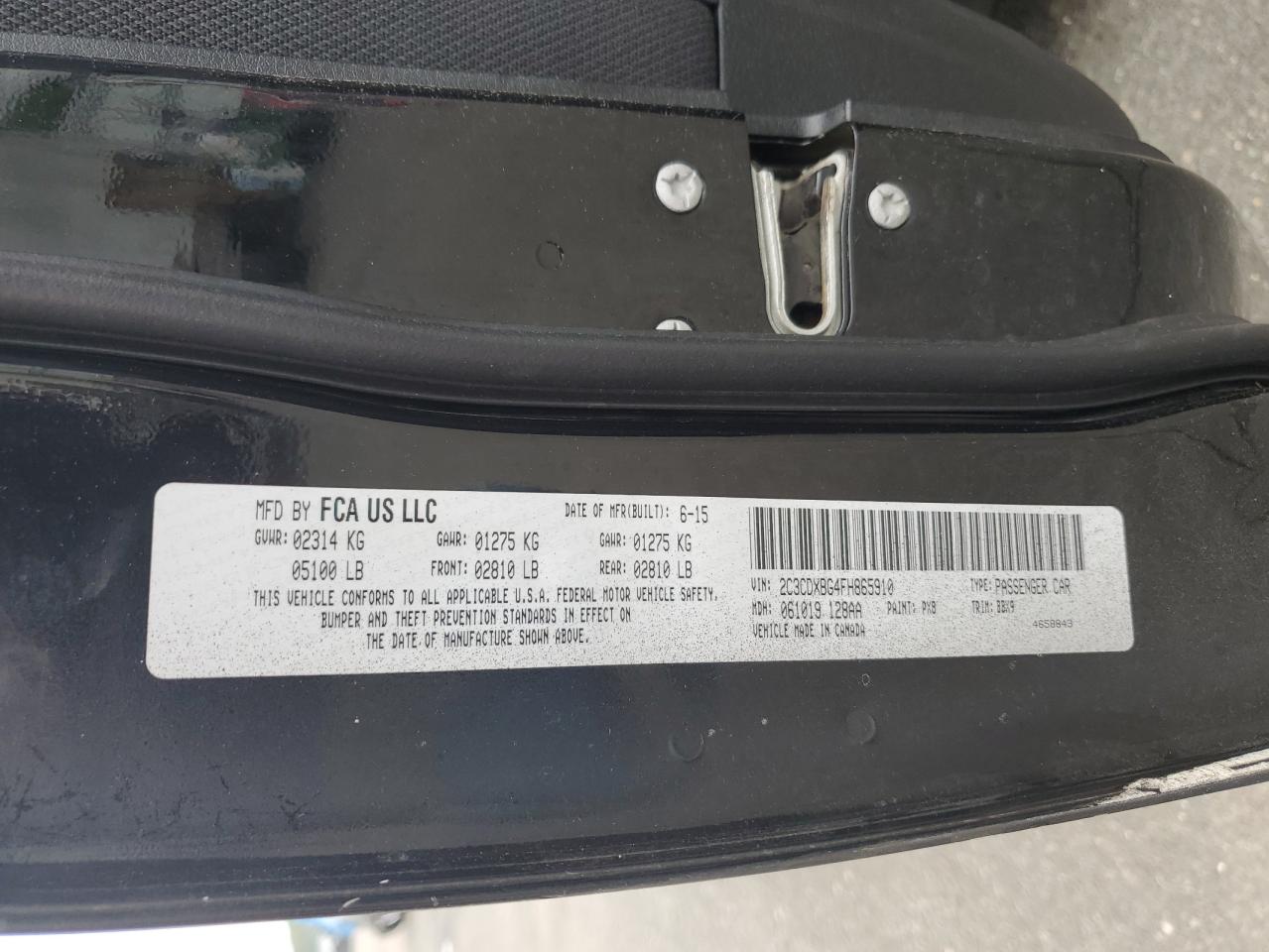 2015 Dodge Charger Se VIN: 2C3CDXBG4FH865910 Lot: 57495524