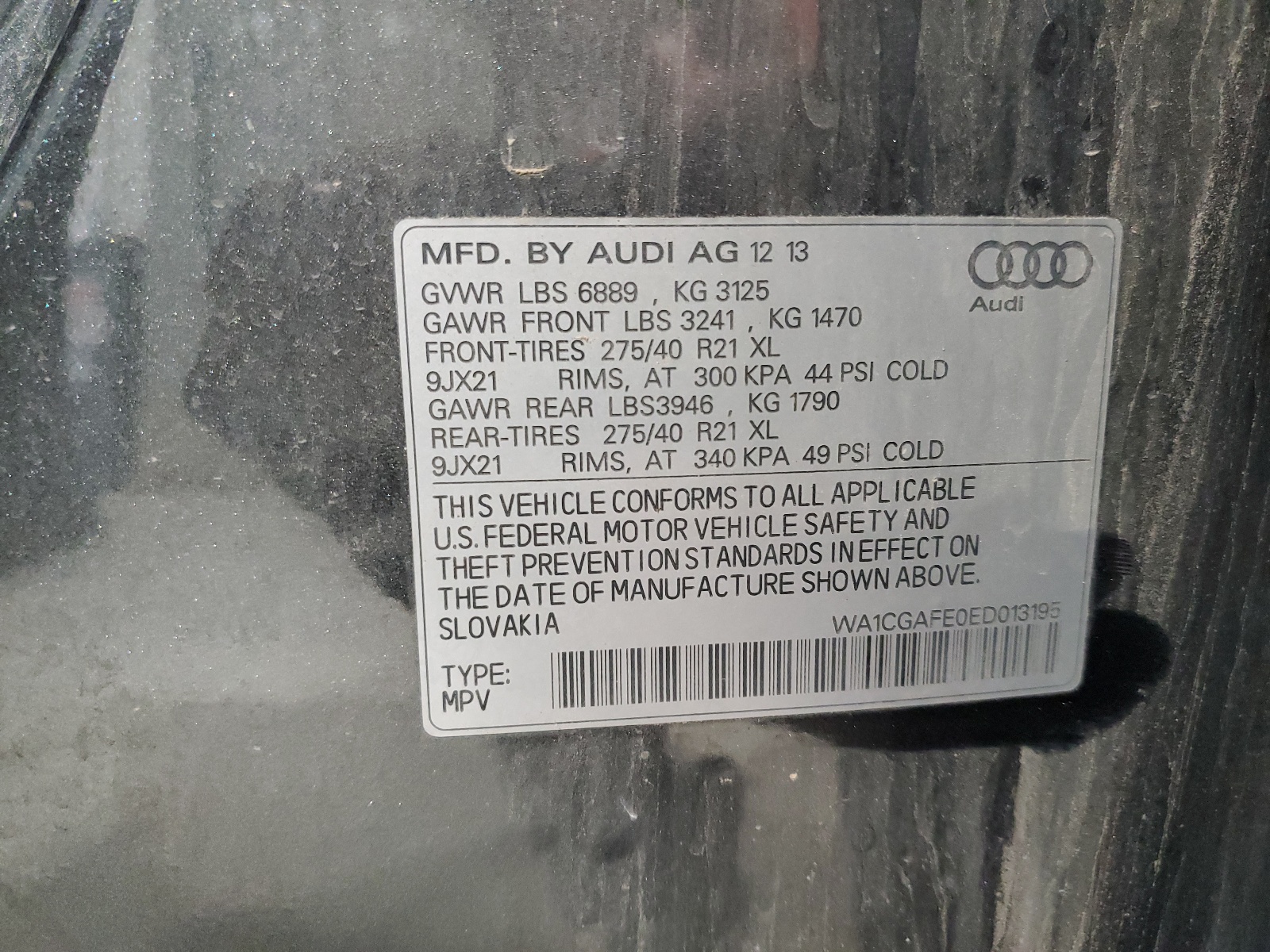 WA1CGAFE0ED013195 2014 Audi Q7 Premium