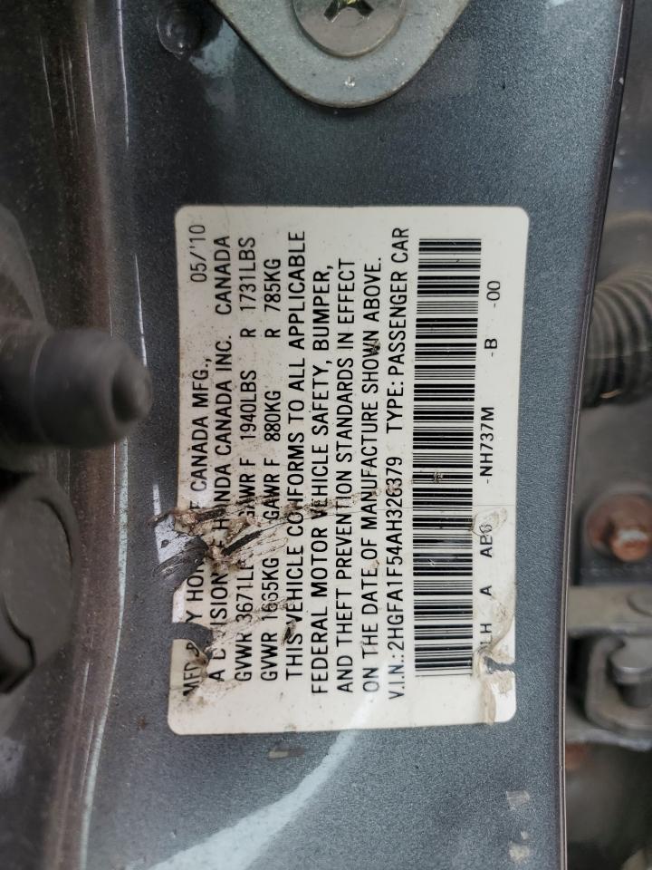 2010 Honda Civic Lx VIN: 2HGFA1F54AH326379 Lot: 56636004