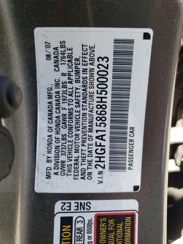 2008 Honda Civic Ex VIN: 2HGFA15868H500023 Lot: 58127774