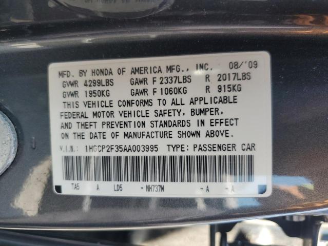 1HGCP2F35AA003995 | 2010 Honda accord lx