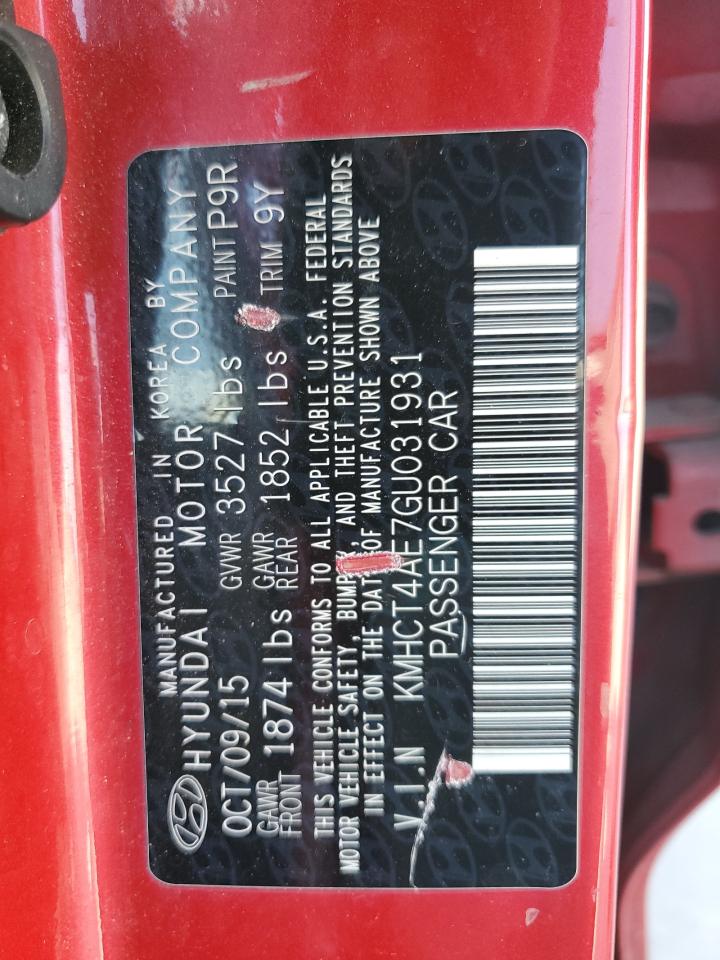 2016 Hyundai Accent Se VIN: KMHCT4AE7GU031931 Lot: 61014054