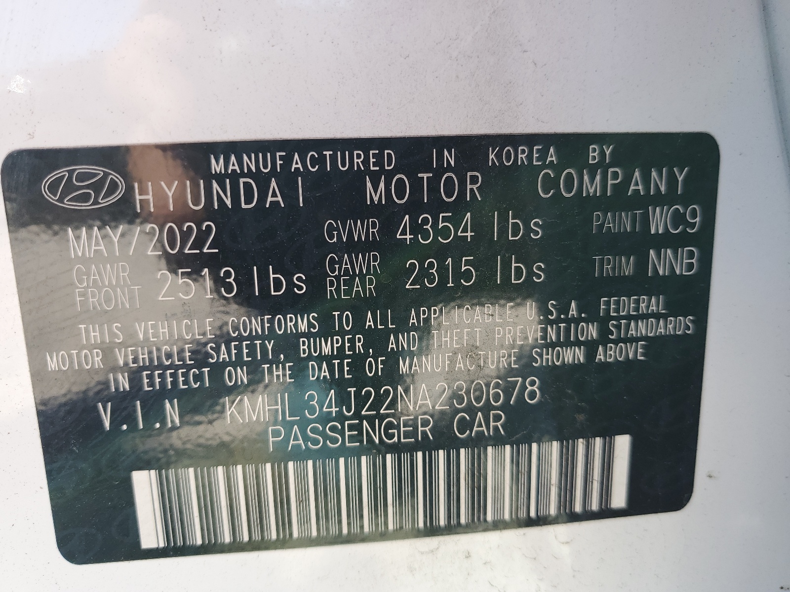 KMHL34J22NA230678 2022 Hyundai Sonata Limited