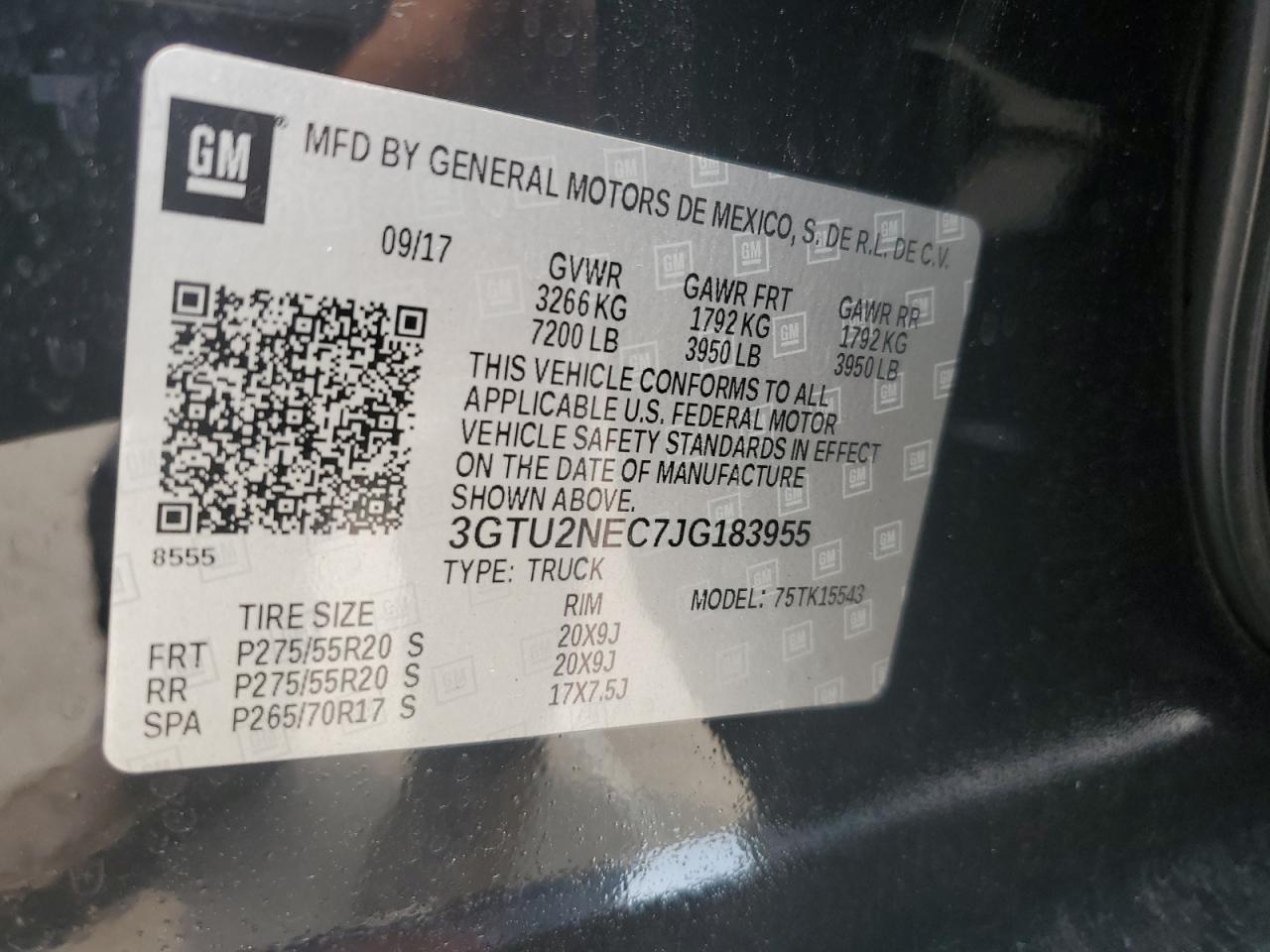 3GTU2NEC7JG183955 2018 GMC Sierra K1500 Slt