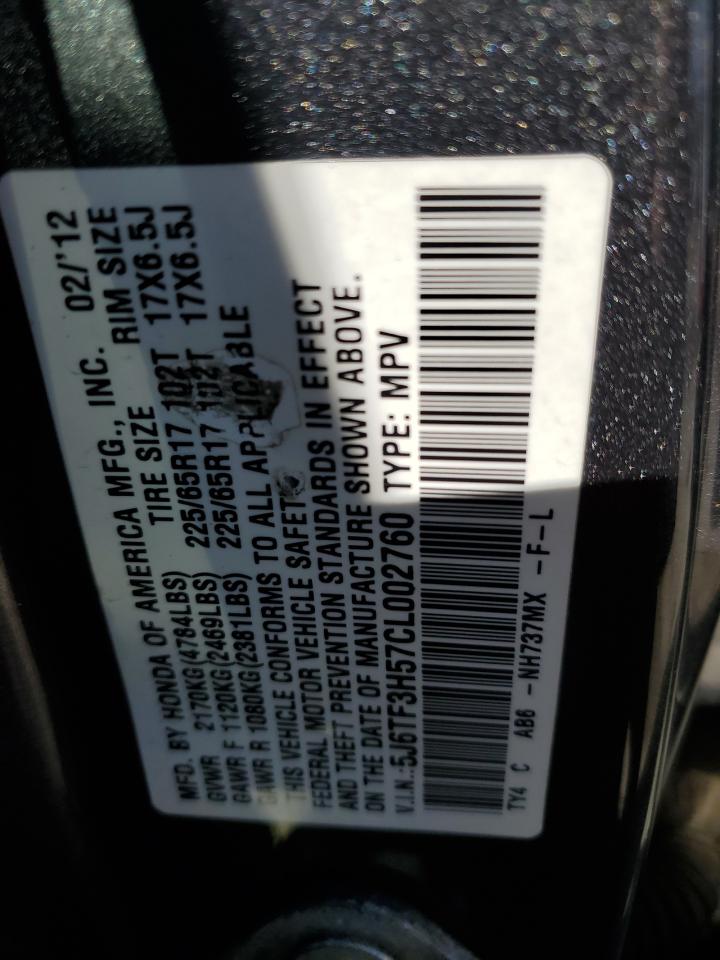 2012 Honda Crosstour Exl VIN: 5J6TF3H57CL002760 Lot: 60058934