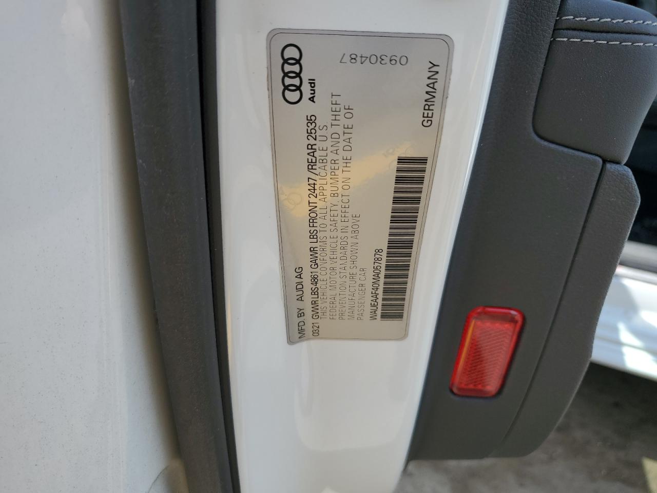 2021 Audi A4 Premium Plus 45 VIN: WAUEAAF40MA057878 Lot: 57198484