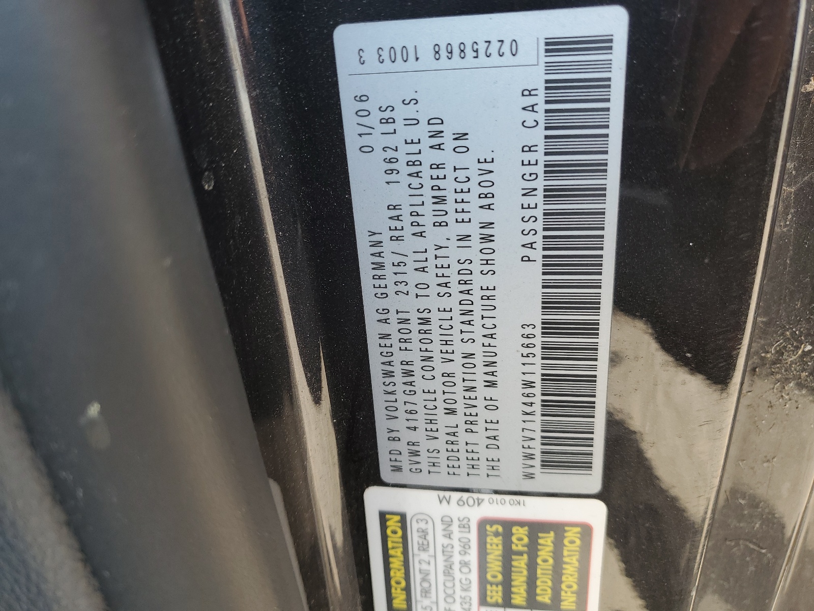 WVWFV71K46W115663 2006 Volkswagen New Gti