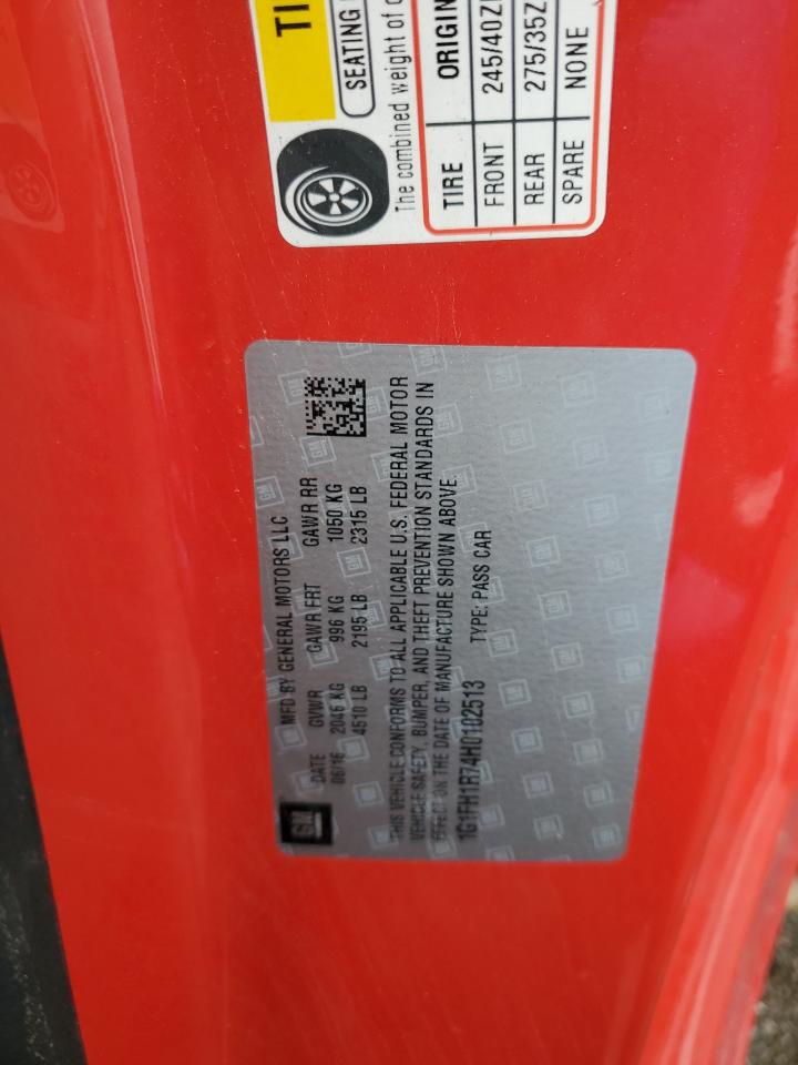 2017 Chevrolet Camaro Ss VIN: 1G1FH1R74H0102513 Lot: 57473404