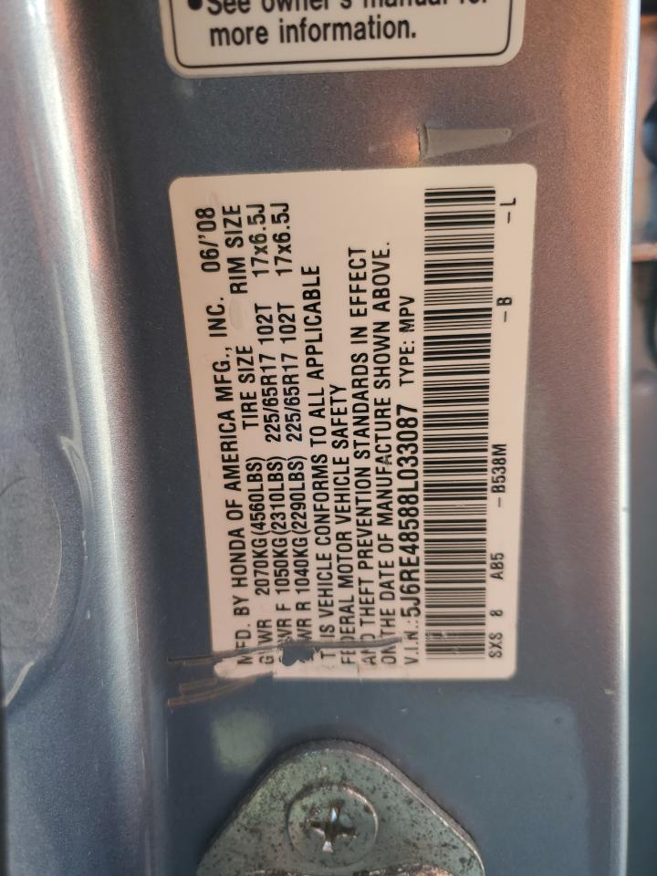 2008 Honda Cr-V Ex VIN: 5J6RE48588L033087 Lot: 58443694