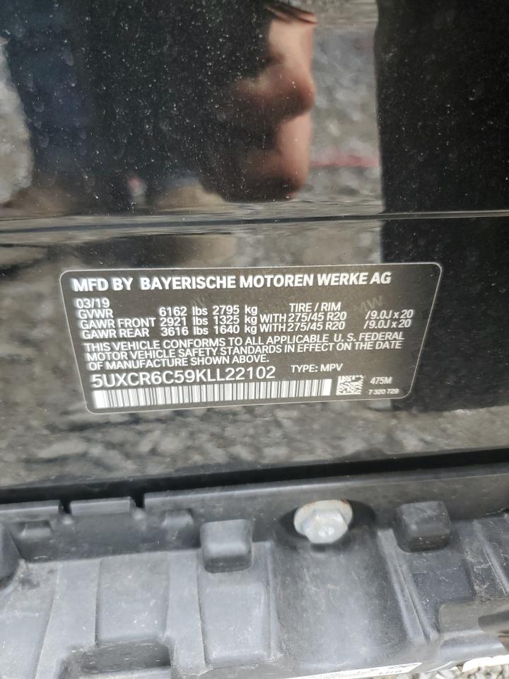 2019 BMW X5 xDrive40I VIN: 5UXCR6C59KLL22102 Lot: 55723154