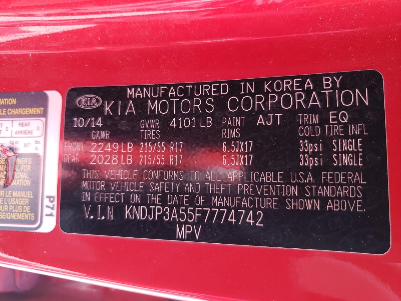 KNDJP3A55F7774742 2015 Kia Soul +