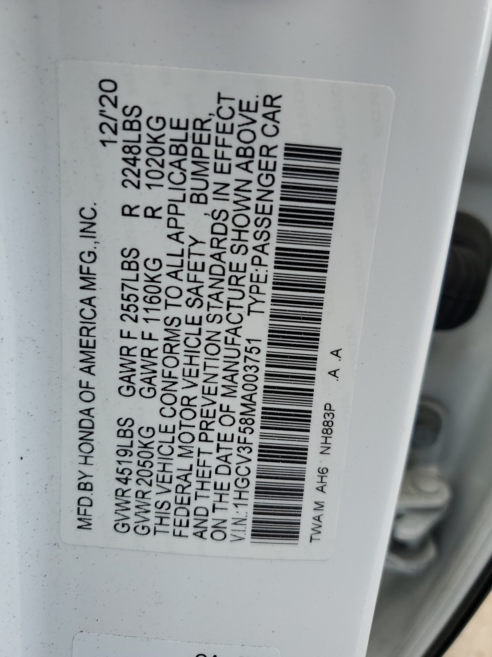 1HGCV3F58MA003751 2021 Honda Accord Hybrid Exl