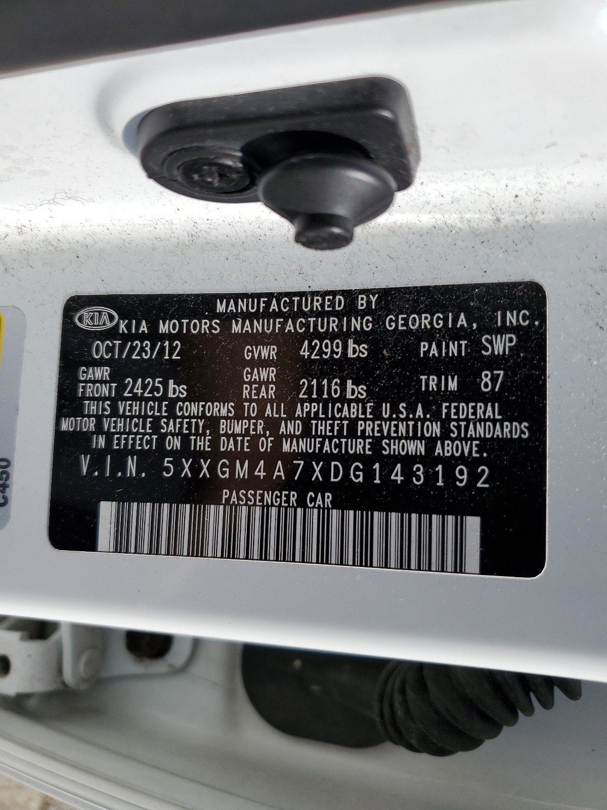 5XXGM4A7XDG143192 2013 Kia Optima Lx