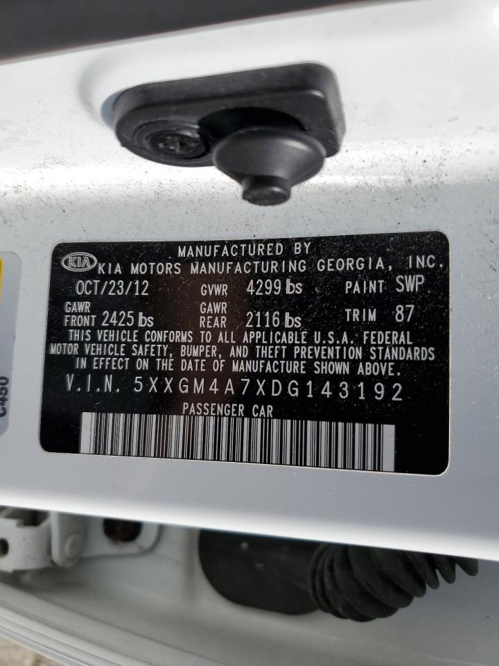 2013 Kia Optima Lx VIN: 5XXGM4A7XDG143192 Lot: 59082014