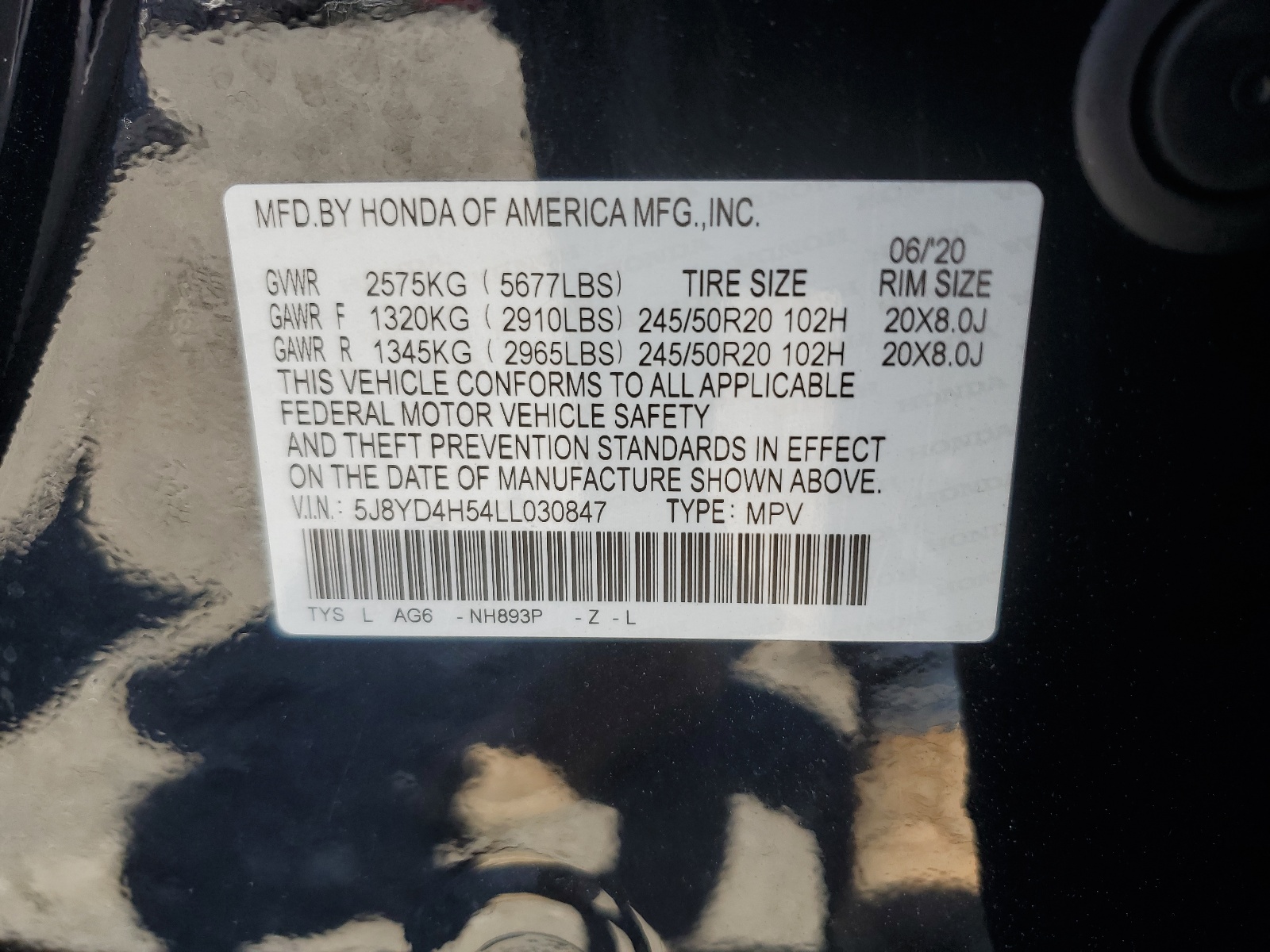 5J8YD4H54LL030847 2020 Acura Mdx Technology