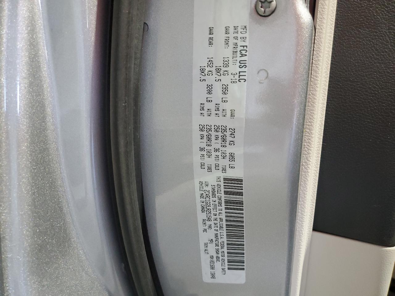 2018 Chrysler Pacifica Limited VIN: 2C4RC1GG9JR251548 Lot: 61215614