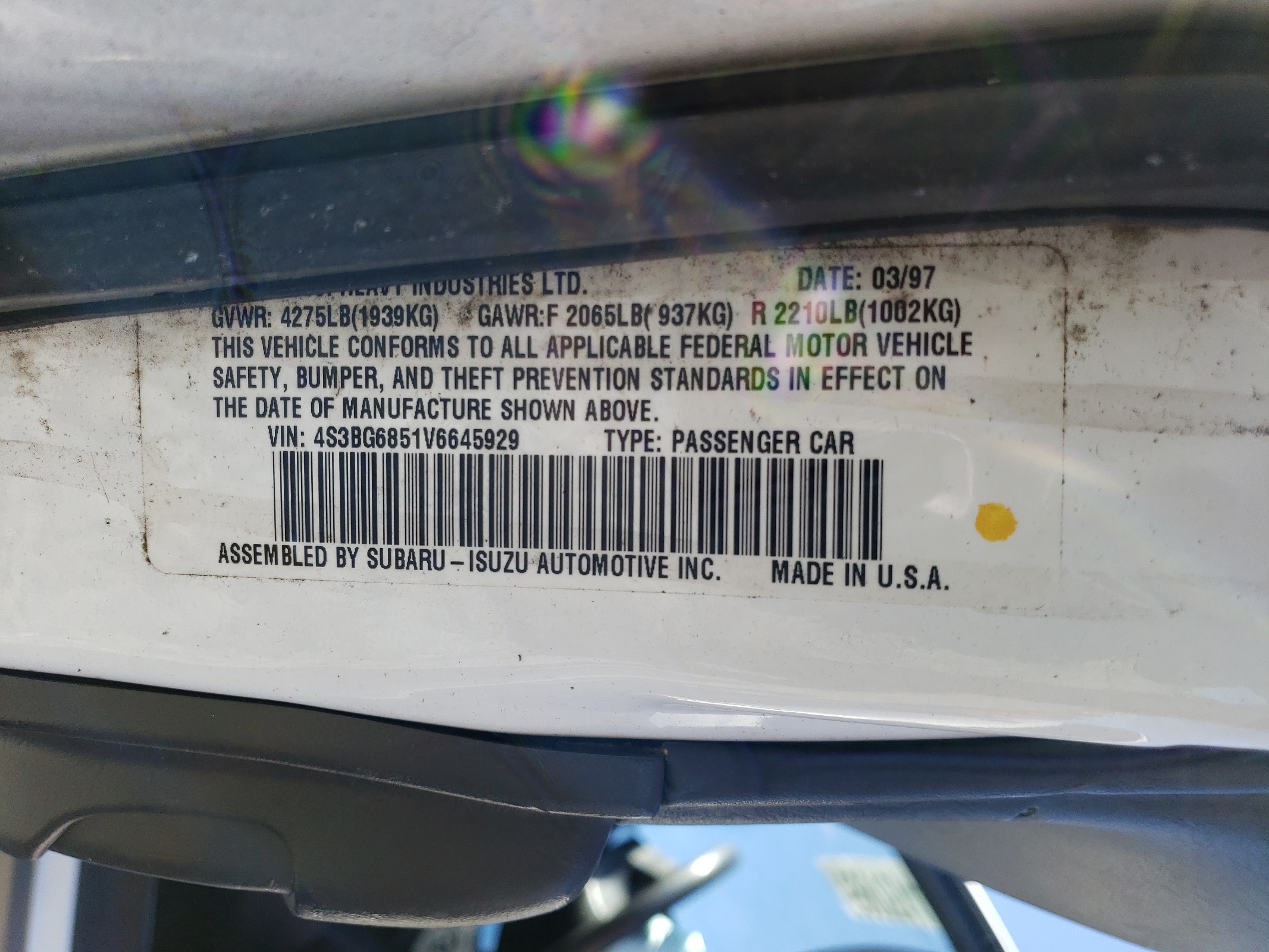 4S3BG6851V6645929 1997 Subaru Legacy Outback