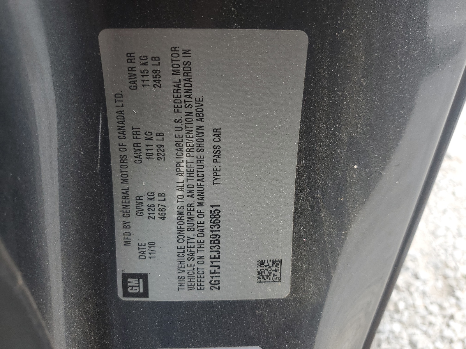 2G1FJ1EJ3B9136851 2011 Chevrolet Camaro Ss