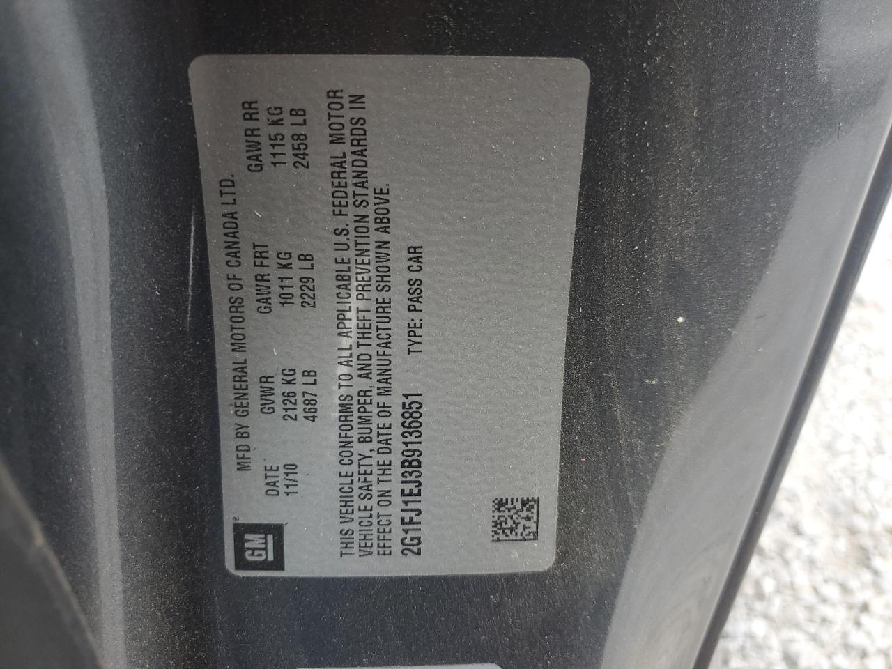 2011 Chevrolet Camaro Ss VIN: 2G1FJ1EJ3B9136851 Lot: 59360574