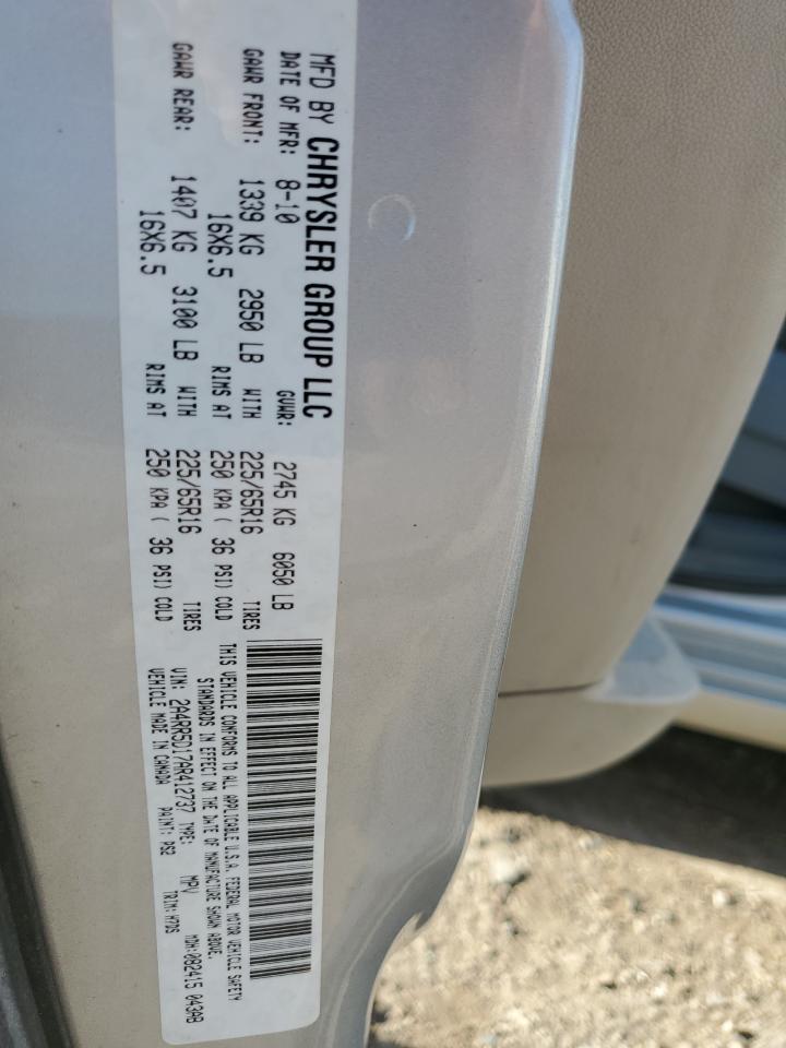 2010 Chrysler Town & Country Touring VIN: 2A4RR5D17AR412737 Lot: 58013764