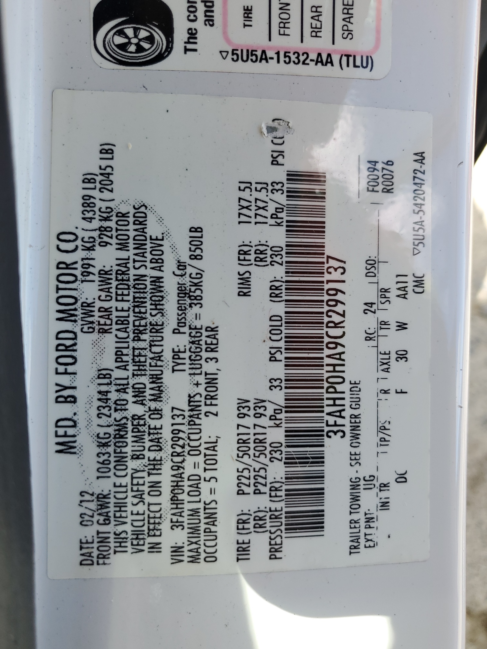 3FAHP0HA9CR299137 2012 Ford Fusion Se